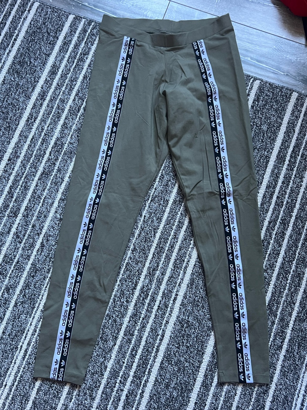adidas Originals Olive Green Leggings with Branded Side Tape